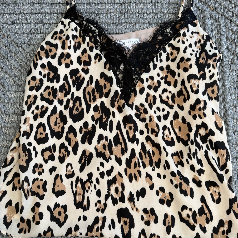 Socialite Animal Print Top with Black Lace